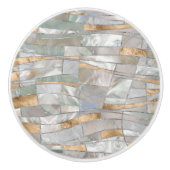 モザイクウェーブズアートパールアンドパステル金ゴールド セラミックノブ (正面)