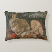 モザイクウサギとキノコ自然ヴィンテージ アクセントクッション (正面)