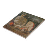 モザイクウサギとキノコ自然ヴィンテージ タイル (側面)