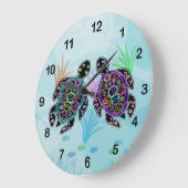 モザイクウミガメ時計 ラージ壁時計 (傾斜)