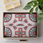 モザイクエスニックジオメトリックレッドグレーブラック&ホワイト 薄葉紙 (ギフト)