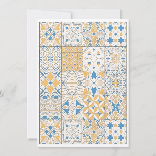 モザイクエレガントタイル図解入りの、写真付きの結婚式招待状 招待状 (裏面)