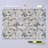 モザイクエレガント白黒金ゴールドタイガーライオンイーグル 薄葉紙 (クラフト)