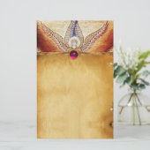 モザイクエンジェルブラウンパーチメントピンク明るい赤紫色アメジスト 便箋 (スタンド正面)