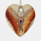 モザイクエンジェルブラウンパーチメント，赤ルビー セラミックオーナメント (右)