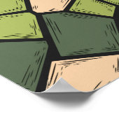 モザイクオーガニックアートの色合いを緑とベージュ ポスター (角)