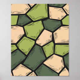 モザイクオーガニックアートの色合いを緑とベージュ ポスター