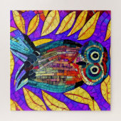 モザイクカラフルお洒落フクロウの芸術 ジグソーパズル (横)