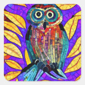 モザイクカラフルお洒落フクロウの芸術 スクエアシール (正面)