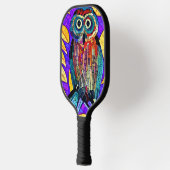 モザイクカラフルお洒落フクロウの芸術 ピックルボールラケット (左)
