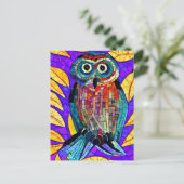 モザイクカラフルお洒落フクロウの芸術 ポストカード (スタンド正面)