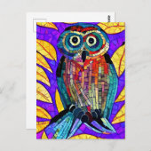 モザイクカラフルお洒落フクロウの芸術 ポストカード (正面/裏面)