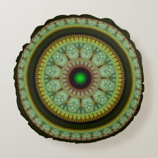 モザイクカラフルの丸い装飾 ラウンドクッション (正面)