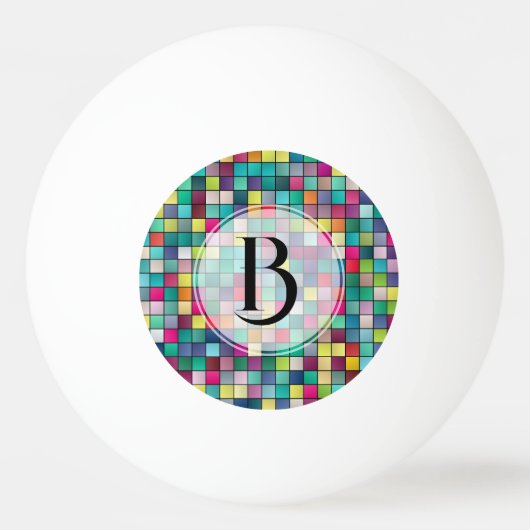 モザイクカラフルの幾何図模様 卓球ボール (裏面)