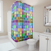 モザイクカラフルの正方形 シャワーカーテン (インサイチュ)
