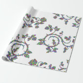 モザイクカラフルの花模様の包み紙 ラッピングペーパー (アンロールド)