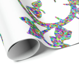 モザイクカラフルの花模様の包み紙 ラッピングペーパー