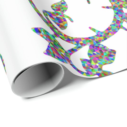 モザイクカラフルの花模様の包み紙 ラッピングペーパー (ロールコーナー)