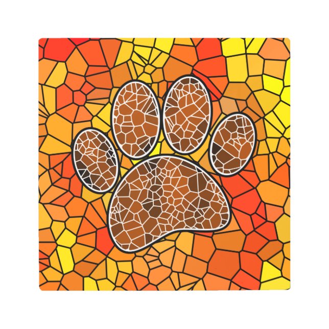 モザイクカラフルアートドッグポープリント メタルプリント (正面)