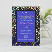 モザイクカラフルアートパーティの招待状 招待状 (スタンド正面)