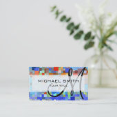 モザイクカラフルカスタムモノグラム 名刺 (スタンド正面)