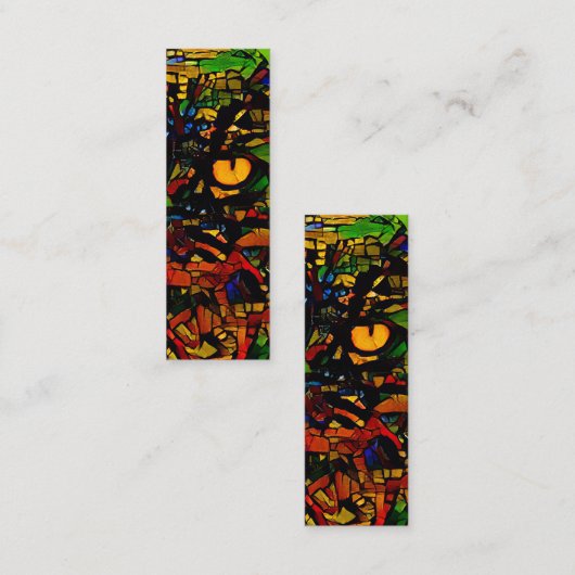 モザイクカラフルキャットアートプリントブックマーク スキニー名刺 (正面/裏面)