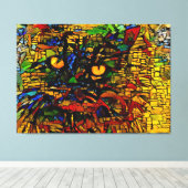 モザイクカラフルキャットアートプリン キャンバスプリント (インサイチュ (ウッドフロア))