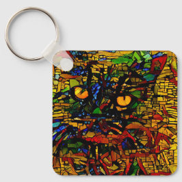 モザイクカラフルキャットアートプリン キーホルダー