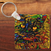 モザイクカラフルキャットアートプリン キーホルダー (正面)