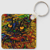 モザイクカラフルキャットアートプリン キーホルダー (裏面)