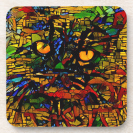 モザイクカラフルキャットアートプリン コースター