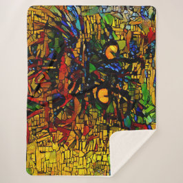 モザイクカラフルキャットアートプリン シェルパブランケット