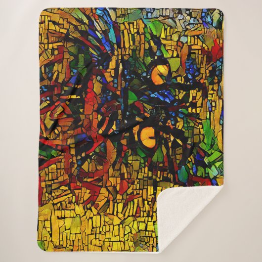 モザイクカラフルキャットアートプリン シェルパブランケット (正面)