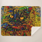 モザイクカラフルキャットアートプリン シェルパブランケット (正面(横))