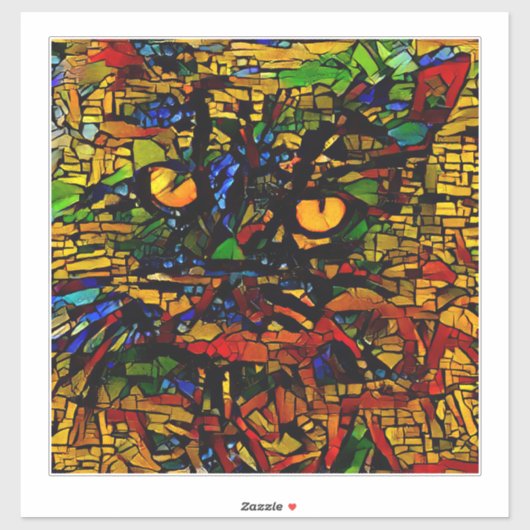 モザイクカラフルキャットアートプリン シール (シート)