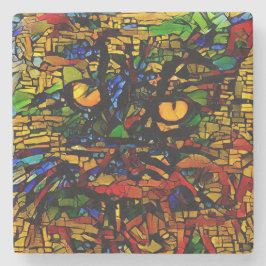 モザイクカラフルキャットアートプリン ストーンコースター