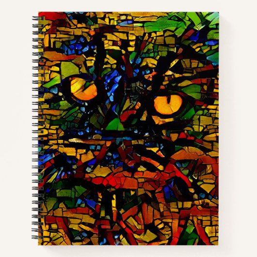 モザイクカラフルキャットアートプリン ノートブック (正面)