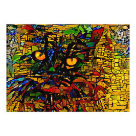 モザイクカラフルキャットアートプリン フォトプリント