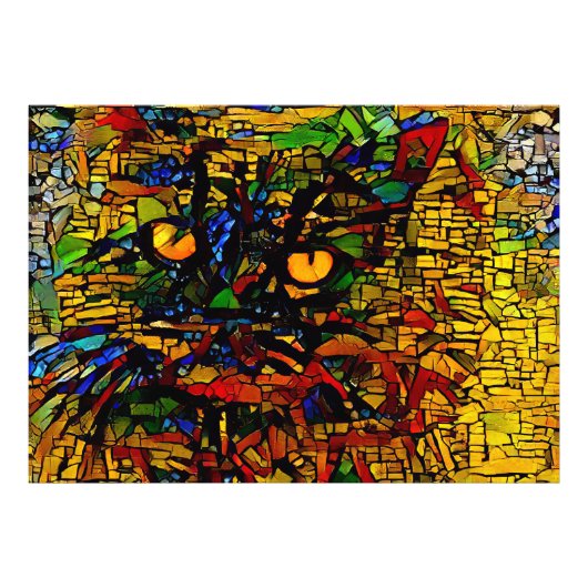 モザイクカラフルキャットアートプリン フォトプリント            (正面)