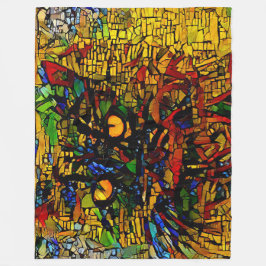 モザイクカラフルキャットアートプリン フリースブランケット