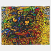 モザイクカラフルキャットアートプリン フリースブランケット (正面(横))