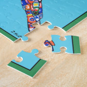 モザイクカラフルクロウカラス鳥バラボホユニークー ジグソーパズル (側面)