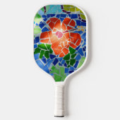 モザイクカラフルコイ魚赤い花 ピックルボールラケット (裏面)