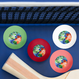 モザイクカラフルコイ魚赤い花 卓球ボール