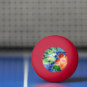 モザイクカラフルコイ魚赤い花 卓球ボール (ネット)