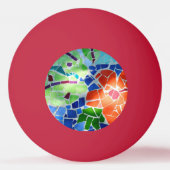 モザイクカラフルコイ魚赤い花 卓球ボール (正面)