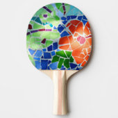 モザイクカラフルコイ魚赤い花 卓球ラケット (正面)