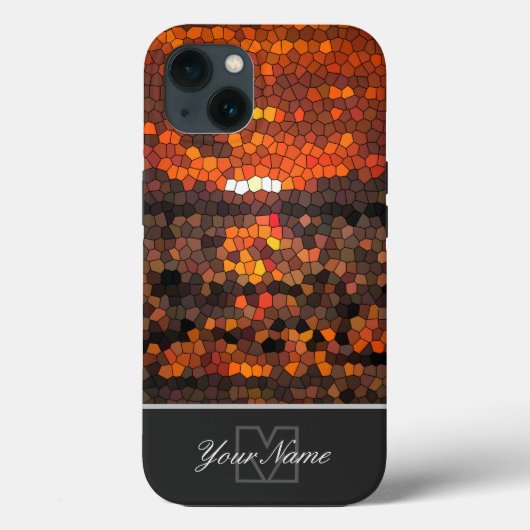モザイクカラフルサンセットタイルとモノグラム! Case-Mate iPhoneケース (裏面)