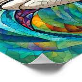 モザイクカラフルシャークインコーラルリーフイラストレーション ポスター (角)