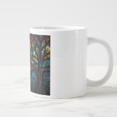 モザイクカラフルステンドグラスの木効果デザイン ジャンボコーヒーマグカップ (右)